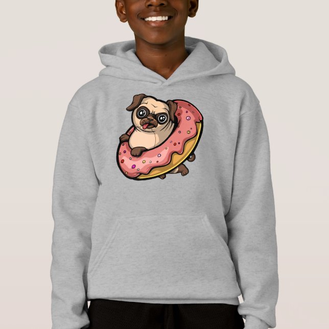 Funny Mops Dog Donut Lover Pet Hoodie (Vorderseite)