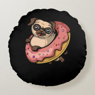 Funny Mops Dog Donut Lover Pet Rundes Kissen