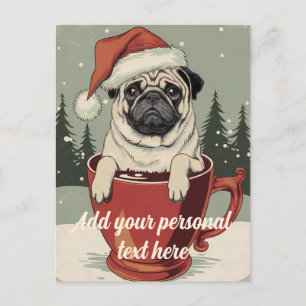 Funny Mops Dog Lover Weihnachten Postkarte