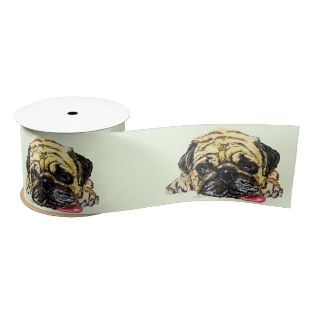 Funny Mops Dog Ribbon Satinband (Spule)