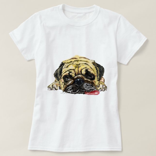 Funny Mops Dog T - Shirt (Design vorne)