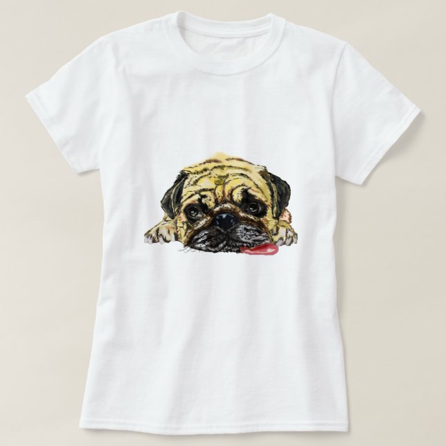 Funny Mops Dog T - Shirt (Design vorne)