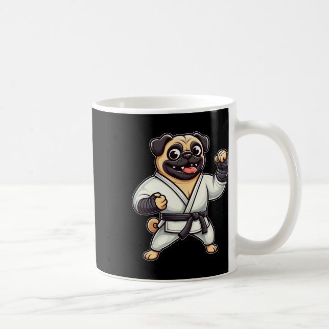 Funny Mops Doing Karate Martial Arts Kaffeetasse (Rechts)