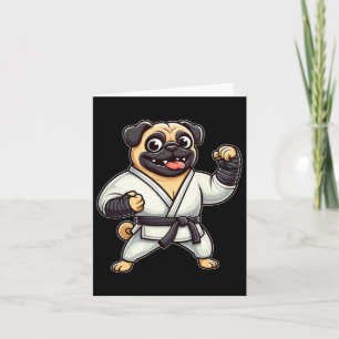 Funny Mops Doing Karate Martial Arts Karte