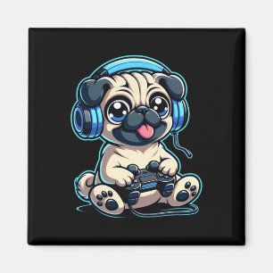 Funny Mops Gamer Dog Gaming Mops Möpsen Videospiel Magnet