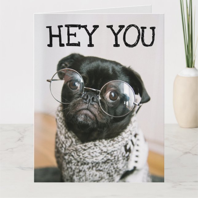 FUNNY MOPS HUND BIRTHDAY GREETING CARDS KARTE (Vorderseite)