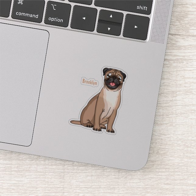 Funny Mops Hund Cartoon Illustration Aufkleber (Ausschnitt)