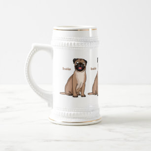 Funny Mops Hund Cartoon Illustration Bierglas