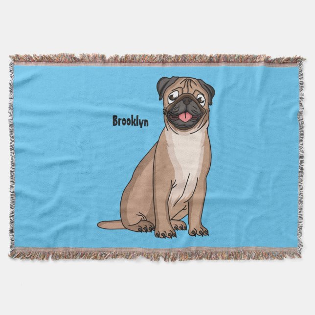 Funny Mops Hund Cartoon Illustration Decke (Vorderseite)