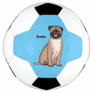 Funny Mops Hund Cartoon Illustration Fußball