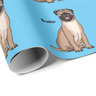 Funny Mops Hund Cartoon Illustration Geschenkpapier