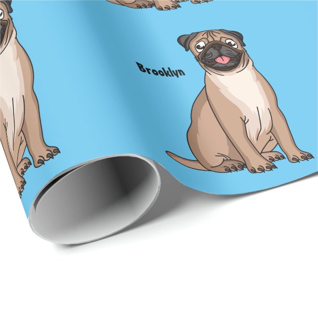Funny Mops Hund Cartoon Illustration Geschenkpapier (Rolleneckpunkt)