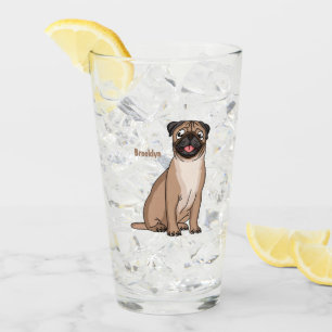 Funny Mops Hund Cartoon Illustration Glas