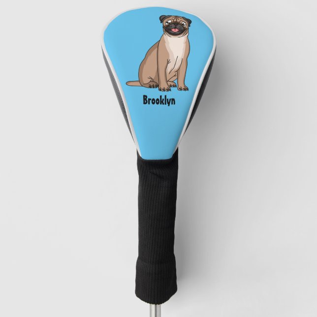 Funny Mops Hund Cartoon Illustration Golf Headcover (Vorderseite)