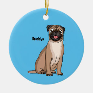 Funny Mops Hund Cartoon Illustration Keramik Ornament