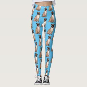 Funny Mops Hund Cartoon Illustration Leggings
