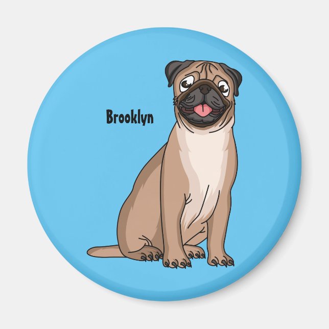 Funny Mops Hund Cartoon Illustration Magnet (Vorne)