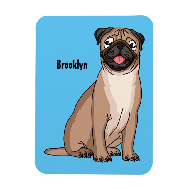 Funny Mops Hund Cartoon Illustration Magnet (Vertikal)
