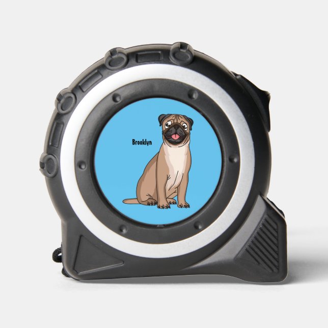 Funny Mops Hund Cartoon Illustration Maßband (Vorderseite)