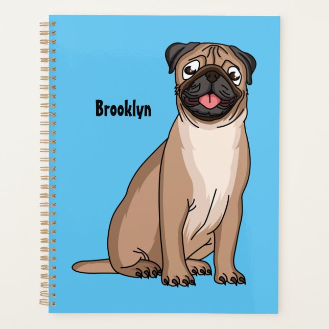 Funny Mops Hund Cartoon Illustration Planer (Vorderseite)