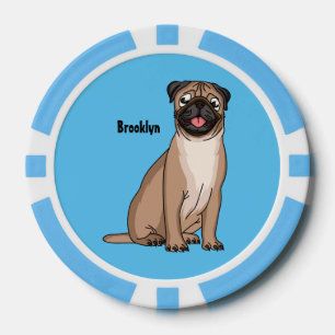 Funny Mops Hund Cartoon Illustration Pokerchips