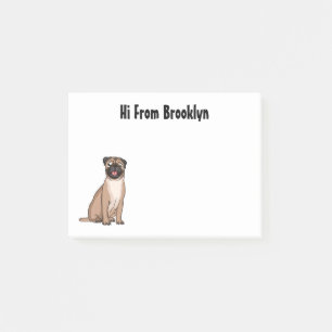 Funny Mops Hund Cartoon Illustration Post-it Klebezettel