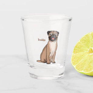 Funny Mops Hund Cartoon Illustration Schnapsglas