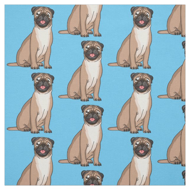 Funny Mops Hund Cartoon Illustration Stoff (Muster)