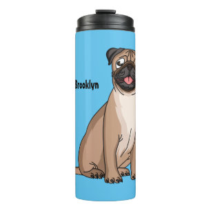 Funny Mops Hund Cartoon Illustration Thermosbecher