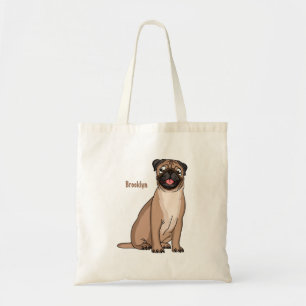 Funny Mops Hund Cartoon Illustration Tragetasche