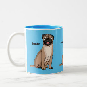 Funny Mops Hund Cartoon Illustration Zweifarbige Tasse
