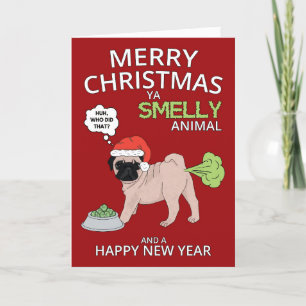 Funny Mops Hund frohe Weihnachten und Neujahr