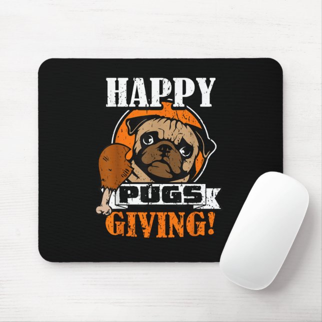 Funny Mops Hund Happy Pugsgiving Erntedank Mousepad (Mit Mouse)