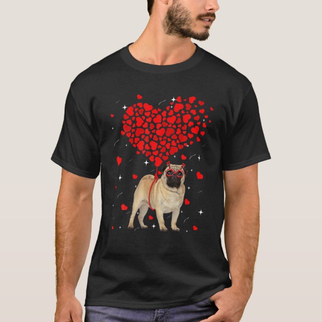 Funny Mops Hund Valentine Haustier Welpen Hund Lov T-Shirt (Vorderseite)