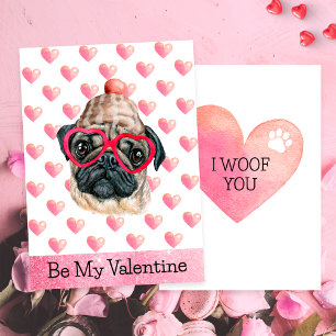 Funny Mops I Woof You Dog Valentinstag Feiertagskarte