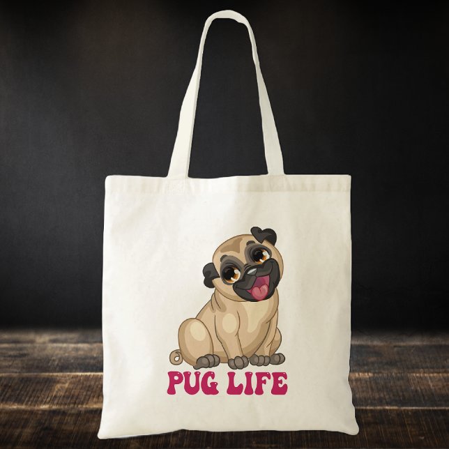 Funny Mops Life Cartoon Welpe Hund Lover Niedliche Tragetasche (Von Creator hochgeladen)