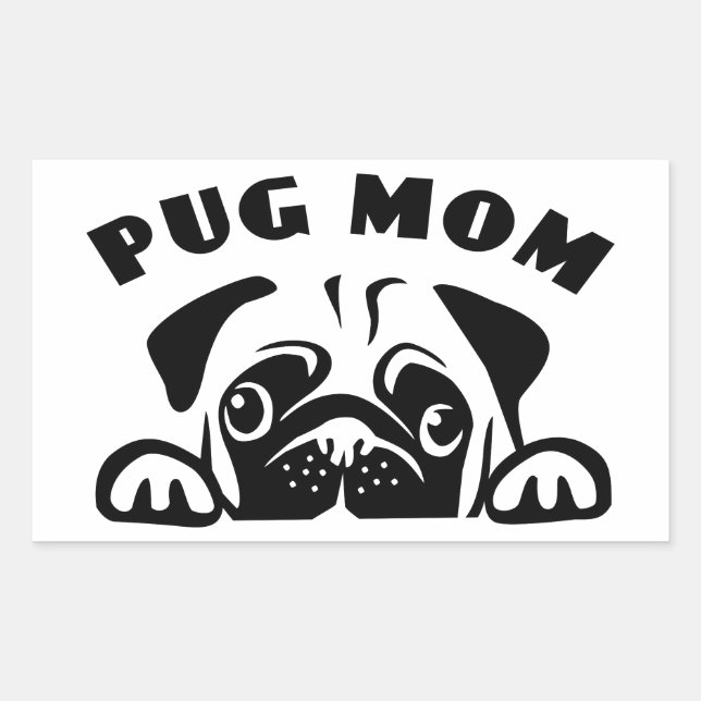 Funny Mops Mama Niedlich Welpe Hund Cartoon Welpen Rechteckiger Aufkleber (Vorderseite)