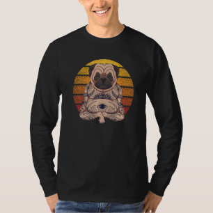 Funny Mops Meditation Liebe Hunde Sunset Vintag Re T-Shirt