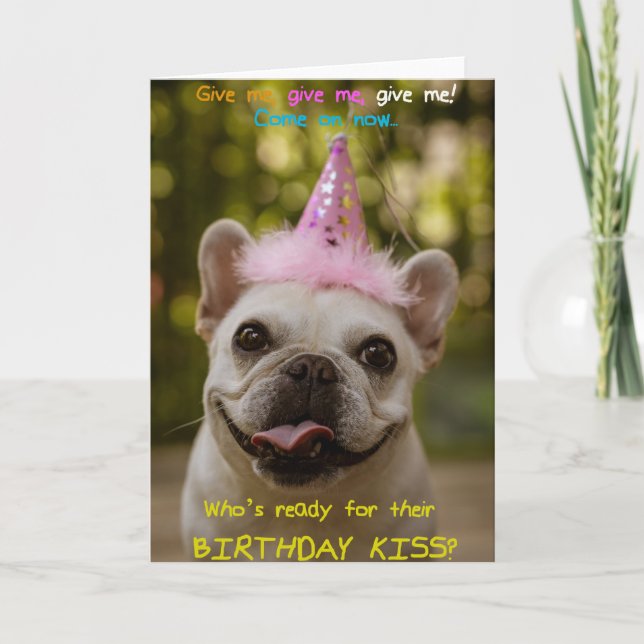 Funny Mops mit Party Hat Geburtstag Grußkarte Karte (Vorderseite)