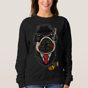 Funny Mops mit Zigarren-T - Shirt für Männer Essen