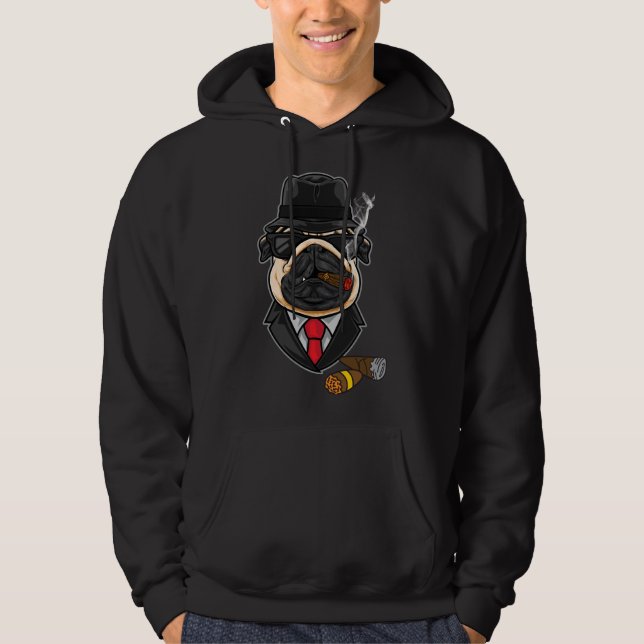 Funny Mops mit Zigarren-T - Shirt für Männer Essen (Vorderseite)