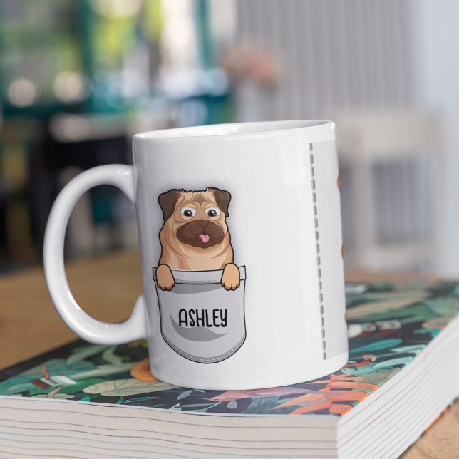 Funny Mops Pet Breed Hund Lover Pocket Welpe Niedl Kaffeetasse (Von Creator hochgeladen)