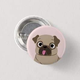 Funny Mops Puppy Cartoon Button