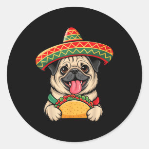 Funny Mops Taco Mops Funny Dog Lover Cinco De Mayo Runder Aufkleber