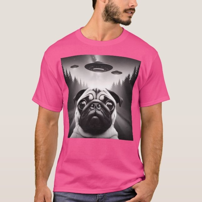 Funny Mops Ufo Selfie Meme Alien T-Shirt (Vorderseite)