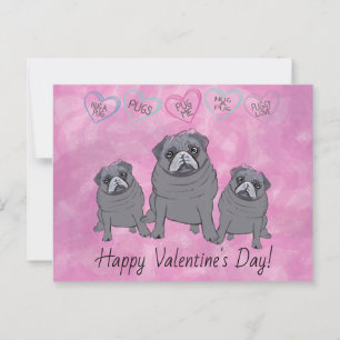 Funny Mops Valentine Postkarte