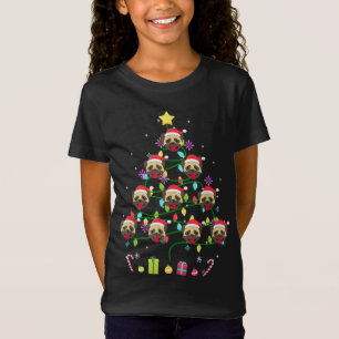 Funny Mops Weihnachtsbaum Farbe Licht leuchten T-Shirt