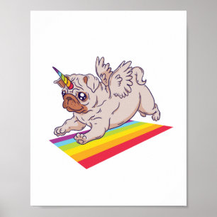 Funny MOPS will ein Niedlicher Rainbow-Hund sein Poster