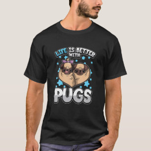 Funny Mops Zitat Leben ist besser mit Möpsen Niedl T-Shirt