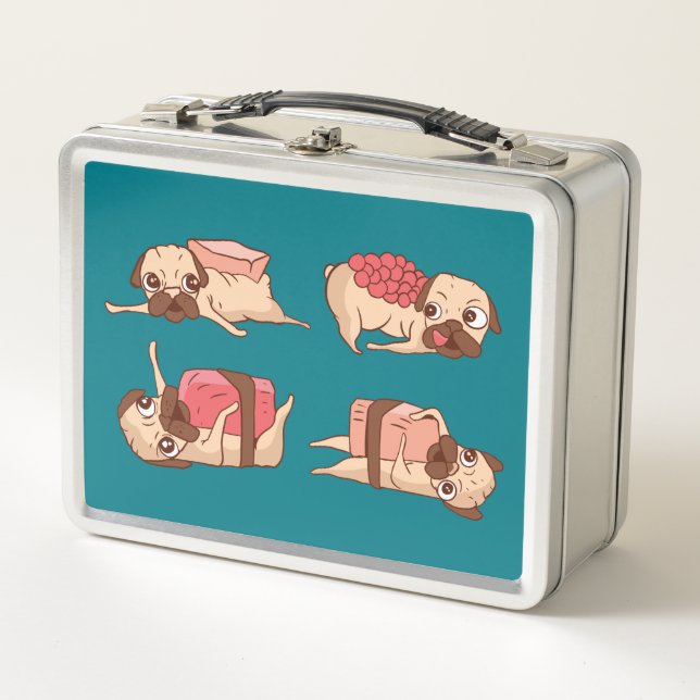 Funny Möpse Feinschmecker Design Metall Brotdose (Vorderseite)